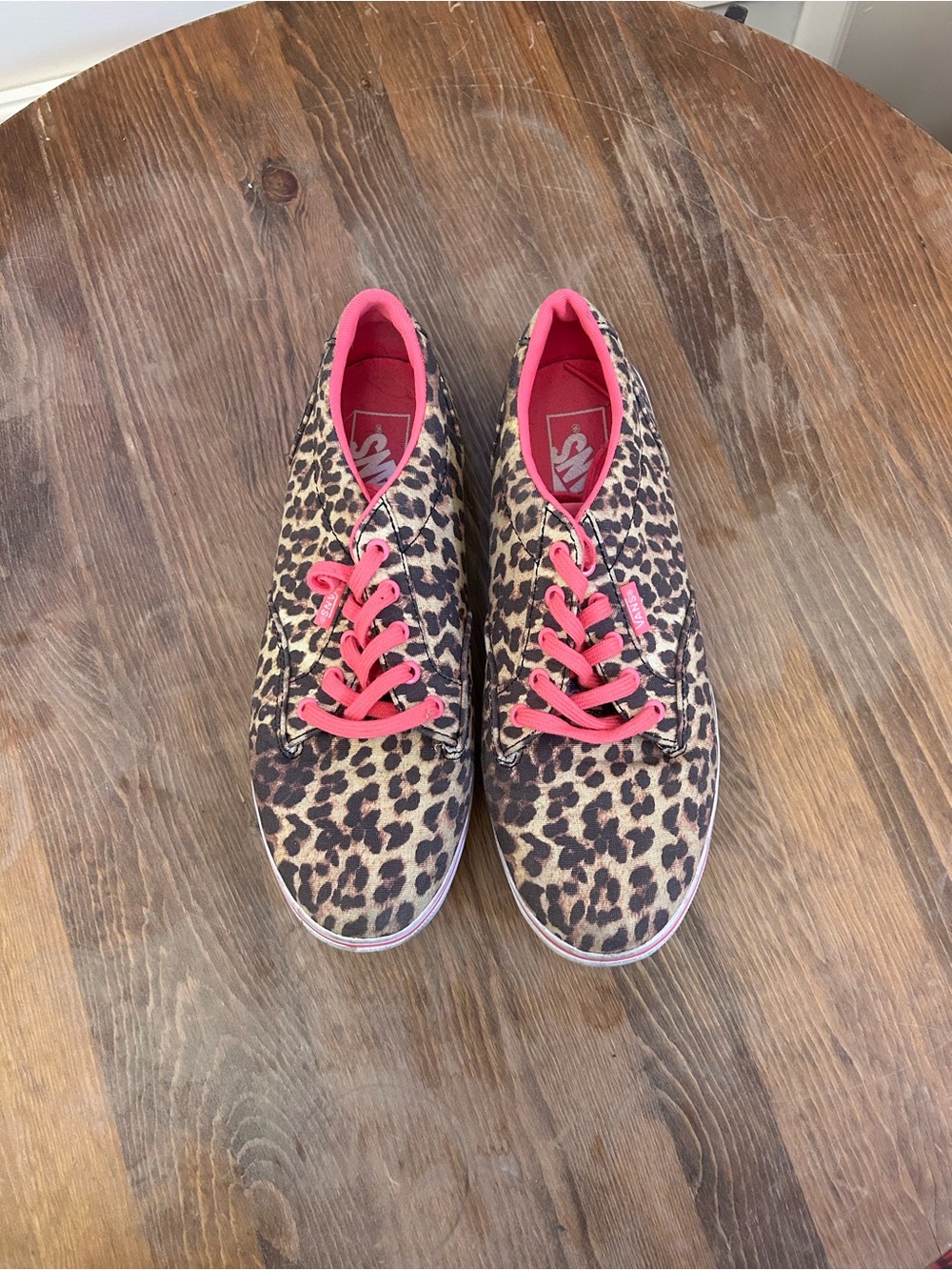 Vans Leopard Print Low-Top Sneakers with Pink Accents